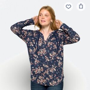 Market & Spruce Blue Floral Print Hoodie